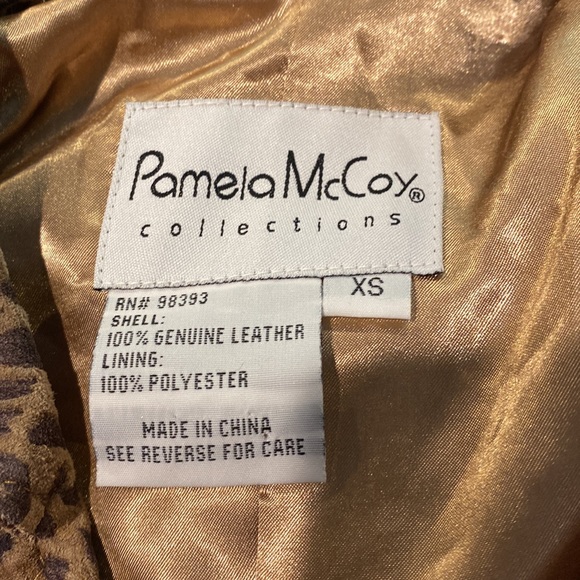 Vintage Pamela McCoy Leopard Leather Coat, XS - Picture 3 of 4